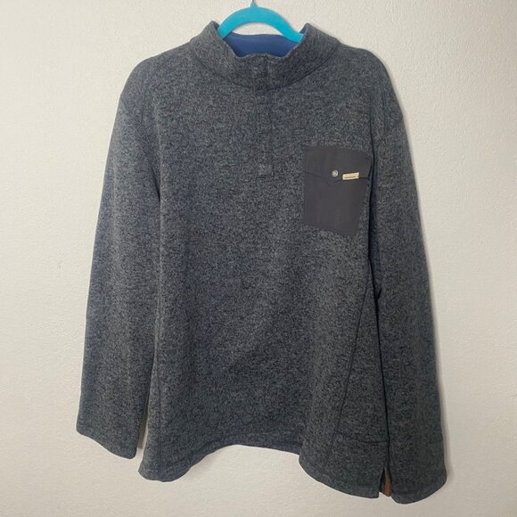Woolrich Fleece Sweater Mens XXL‎ Grey Mock Neck Pullover Hiking Outdoor - Picture 1 of 10